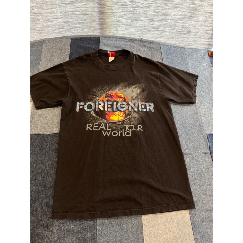 Vintage 1994 Foreigner Real‎ World Tour Shirt Giant Tultex Black Mens Large L